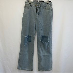 wide leg ripped jeans